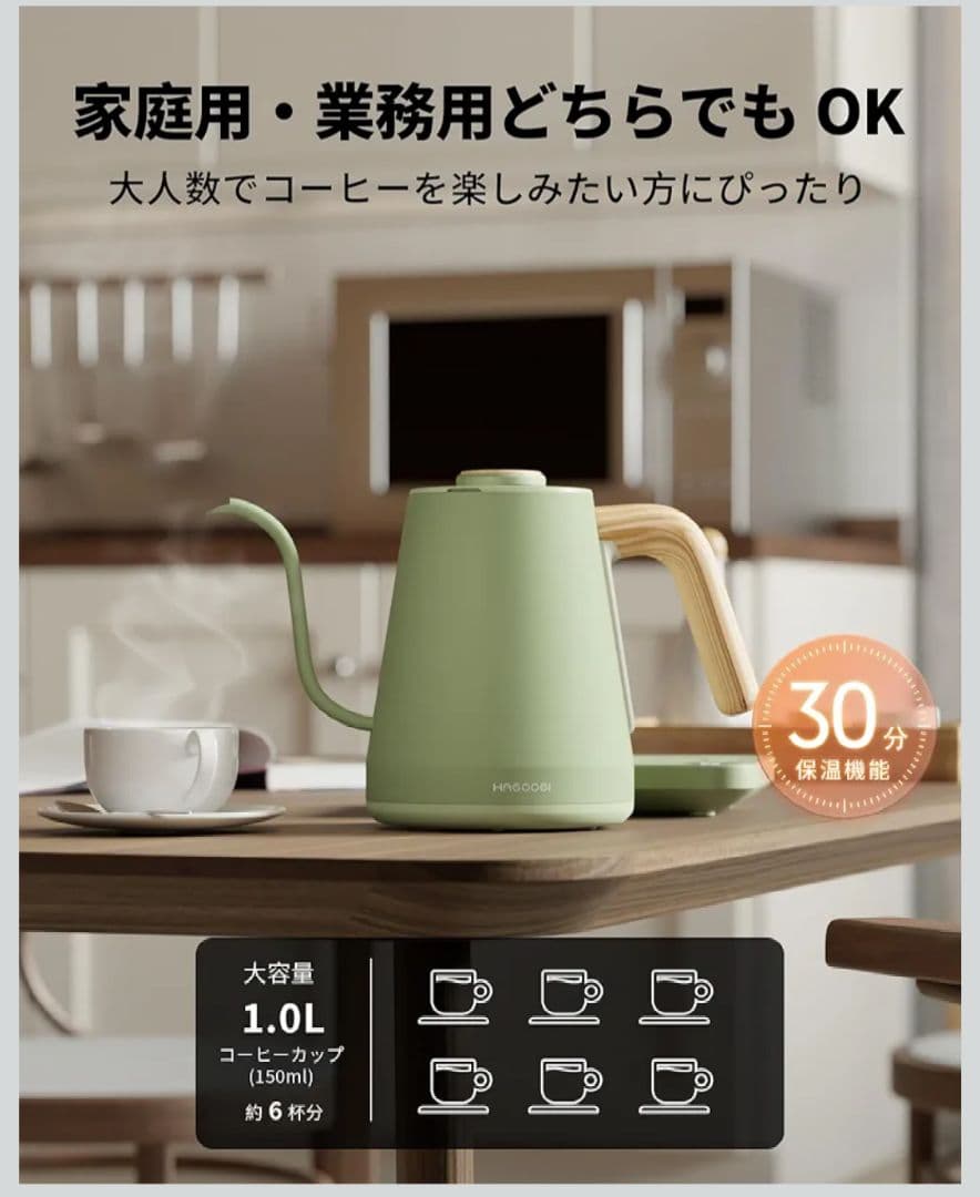 電気ケトル 未開封 1.0L 温度調節 限定グリーン