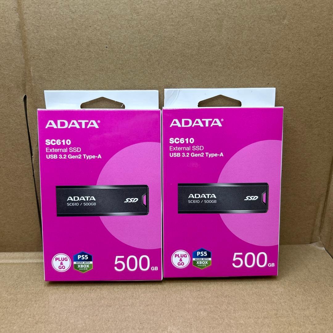 【エイデータ】 外付けSSD 500GB SC610 USB 3.2 2点