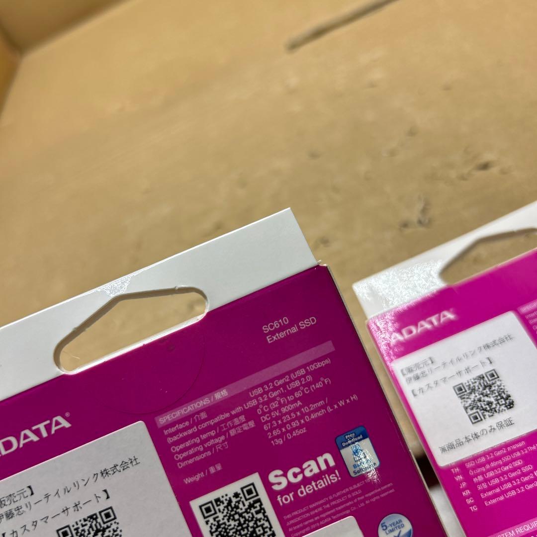 【エイデータ】 外付けSSD 500GB SC610 USB 3.2 2点