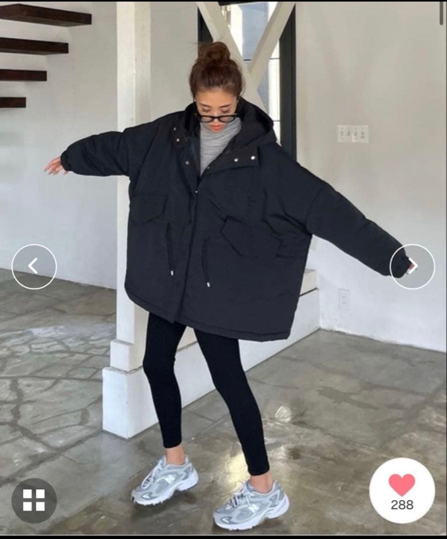 シェリ★ドローストリングフードパディング中綿ミドルコート