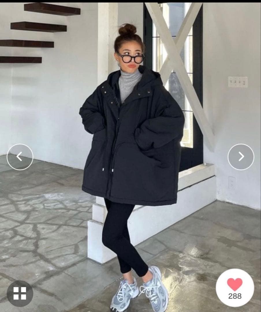 シェリ★ドローストリングフードパディング中綿ミドルコート