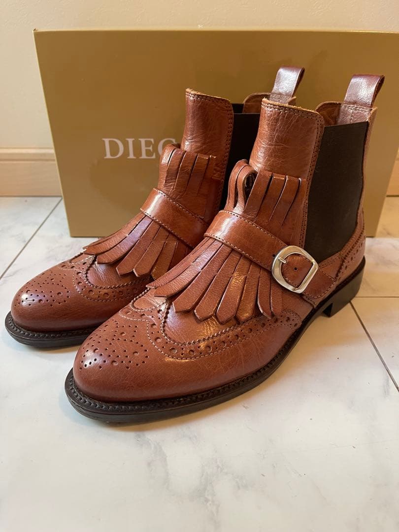 ディエゴベリーニ キルトタッセル サイドゴア ブーツ ウィングチップ イタリア