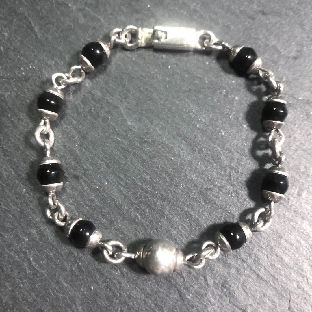 アクセサリー Vintage Silver Onxy Ball Bracelet 925