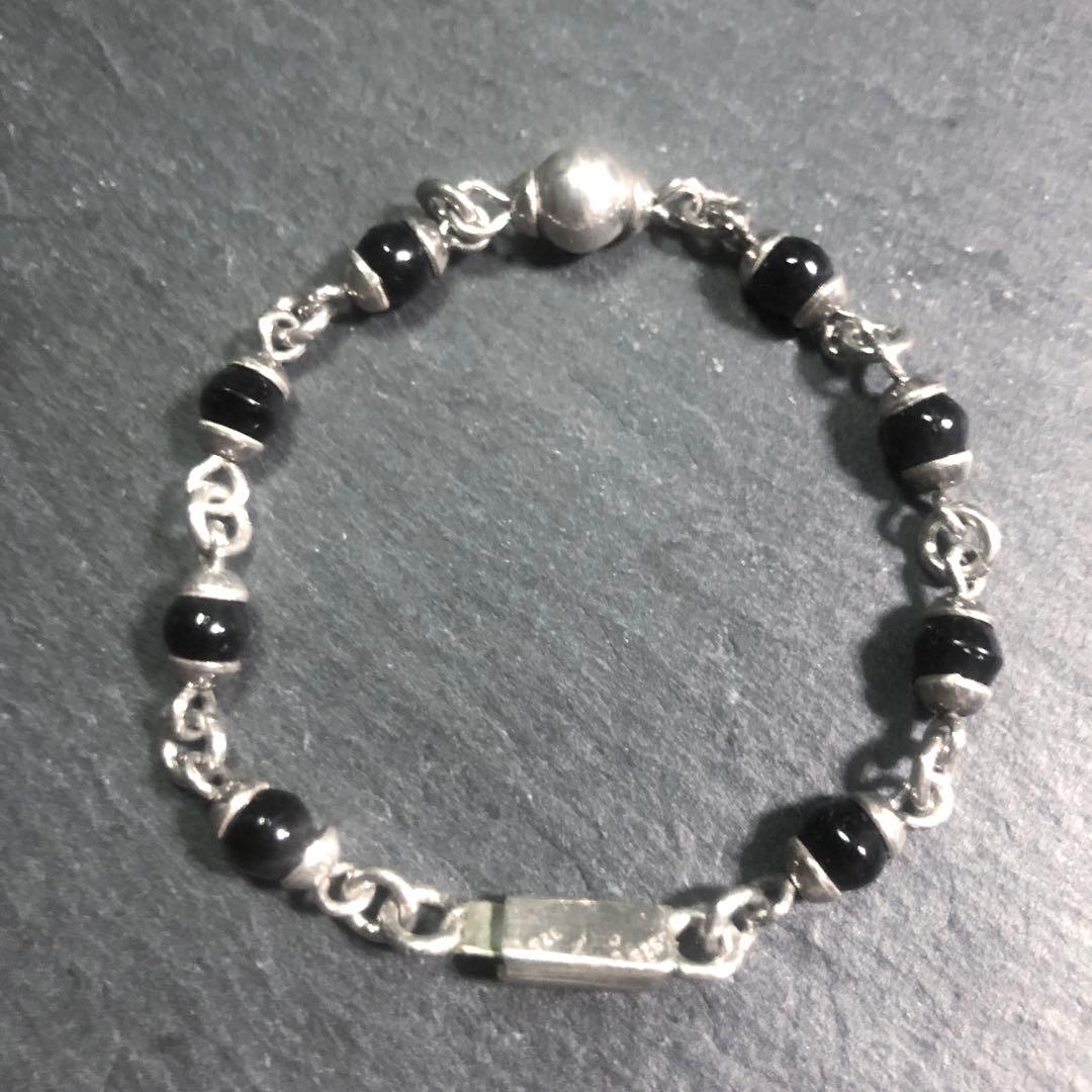 アクセサリー Vintage Silver Onxy Ball Bracelet 925