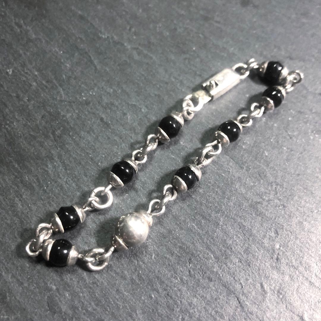 アクセサリー Vintage Silver Onxy Ball Bracelet 925