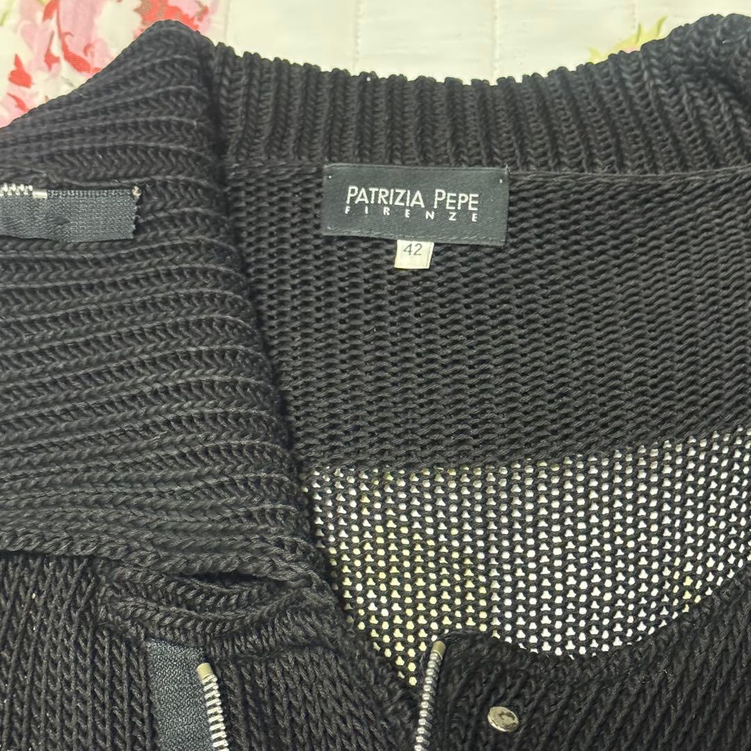 PATRIZIA PEPE 黒いニット ライダース風ジャケット