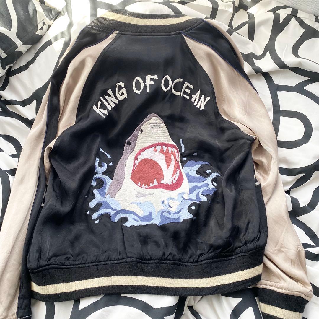 HOUSTON 鮫刺繍 スカジャン ヒューストン サメ　スーベニア　レーヨン