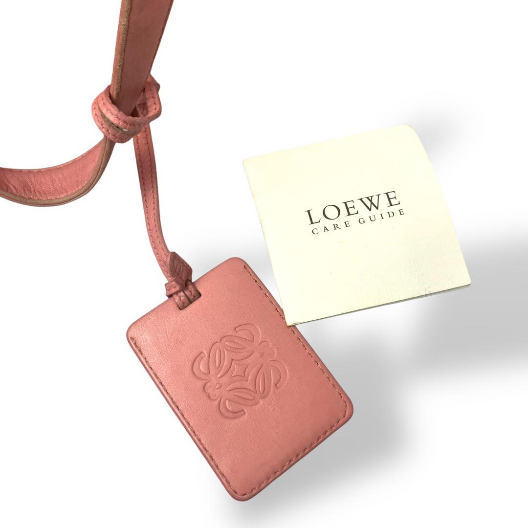 LOEWE ロエベ　ミニボストンバッグ　シープスキン　ピンク　アナグラムチャーム