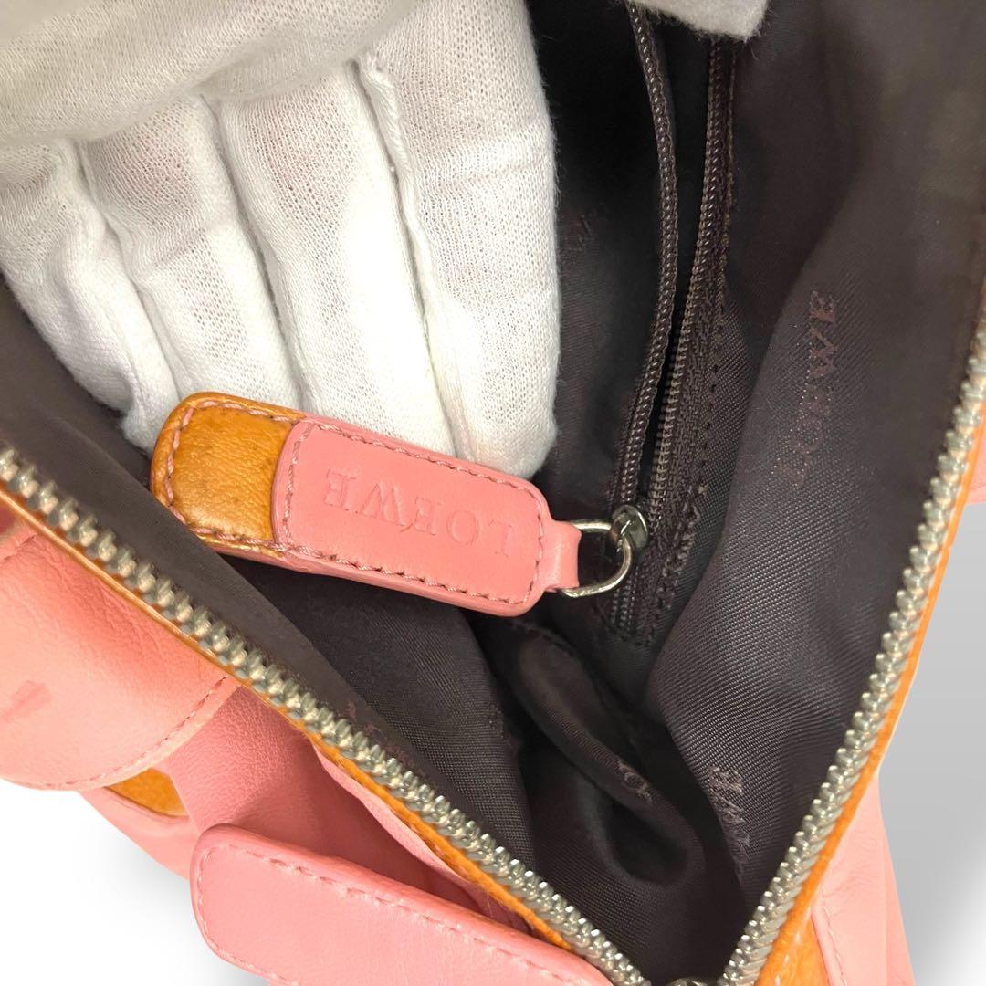 LOEWE ロエベ　ミニボストンバッグ　シープスキン　ピンク　アナグラムチャーム