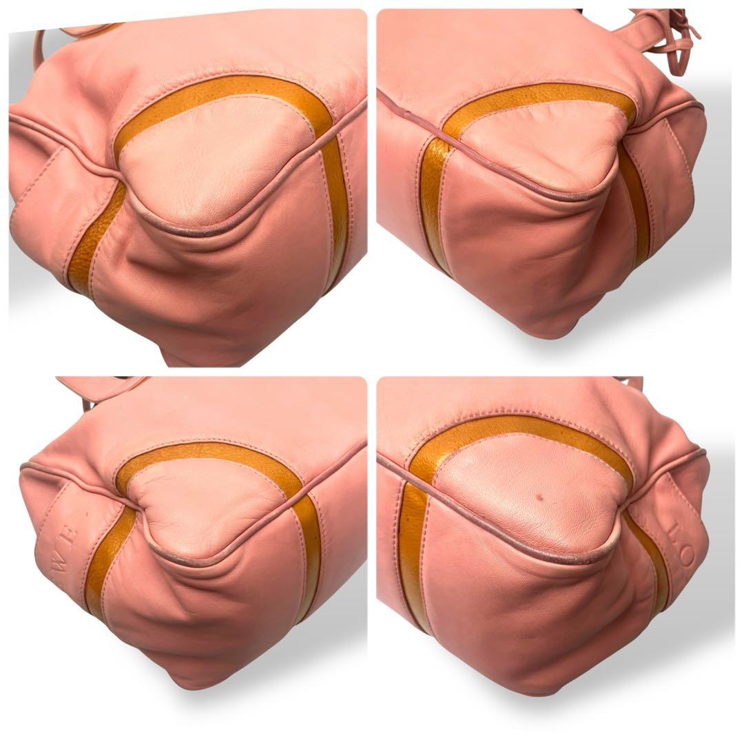 LOEWE ロエベ　ミニボストンバッグ　シープスキン　ピンク　アナグラムチャーム