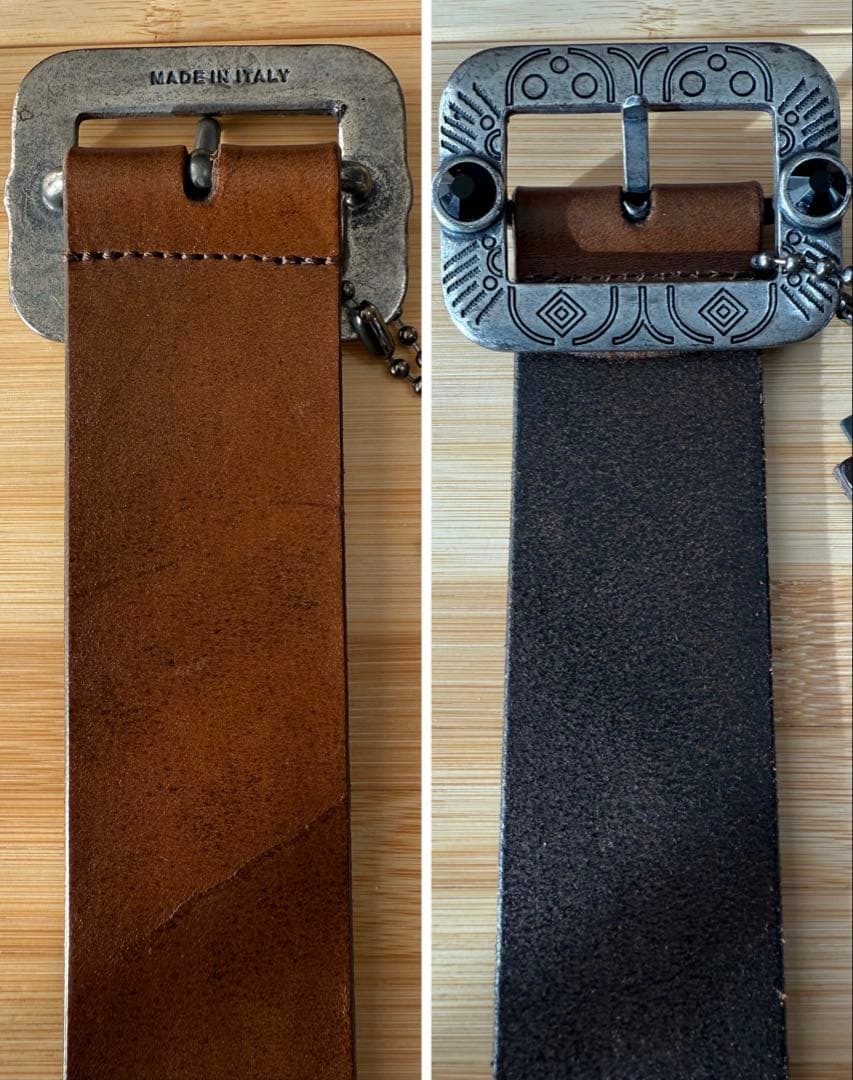 マリオ 　⭐️ブラックストーンネイティブバックル⭐️ブラウンレザー⭐️32/80