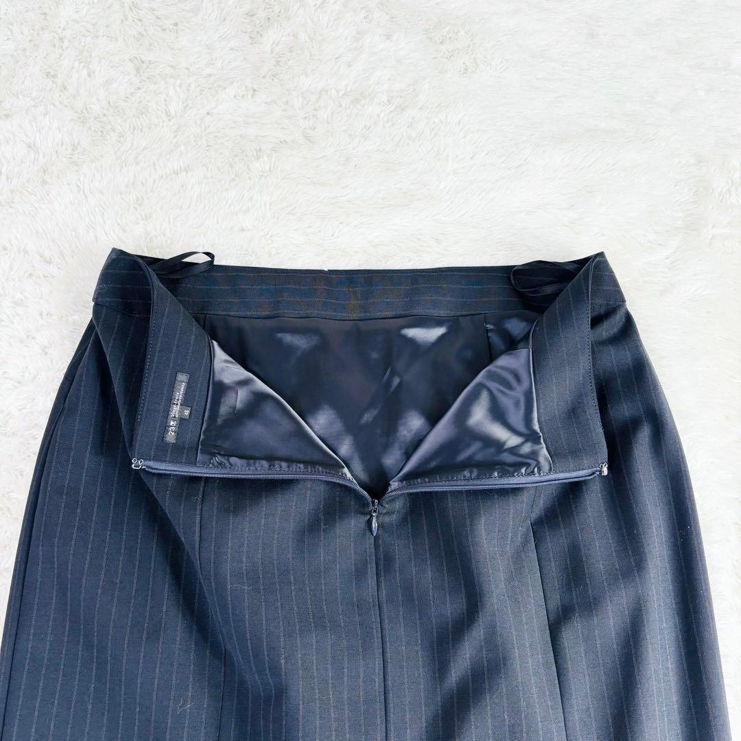 653 23区 スーツ 3点セット 大きいサイズ ストライプ ブラック