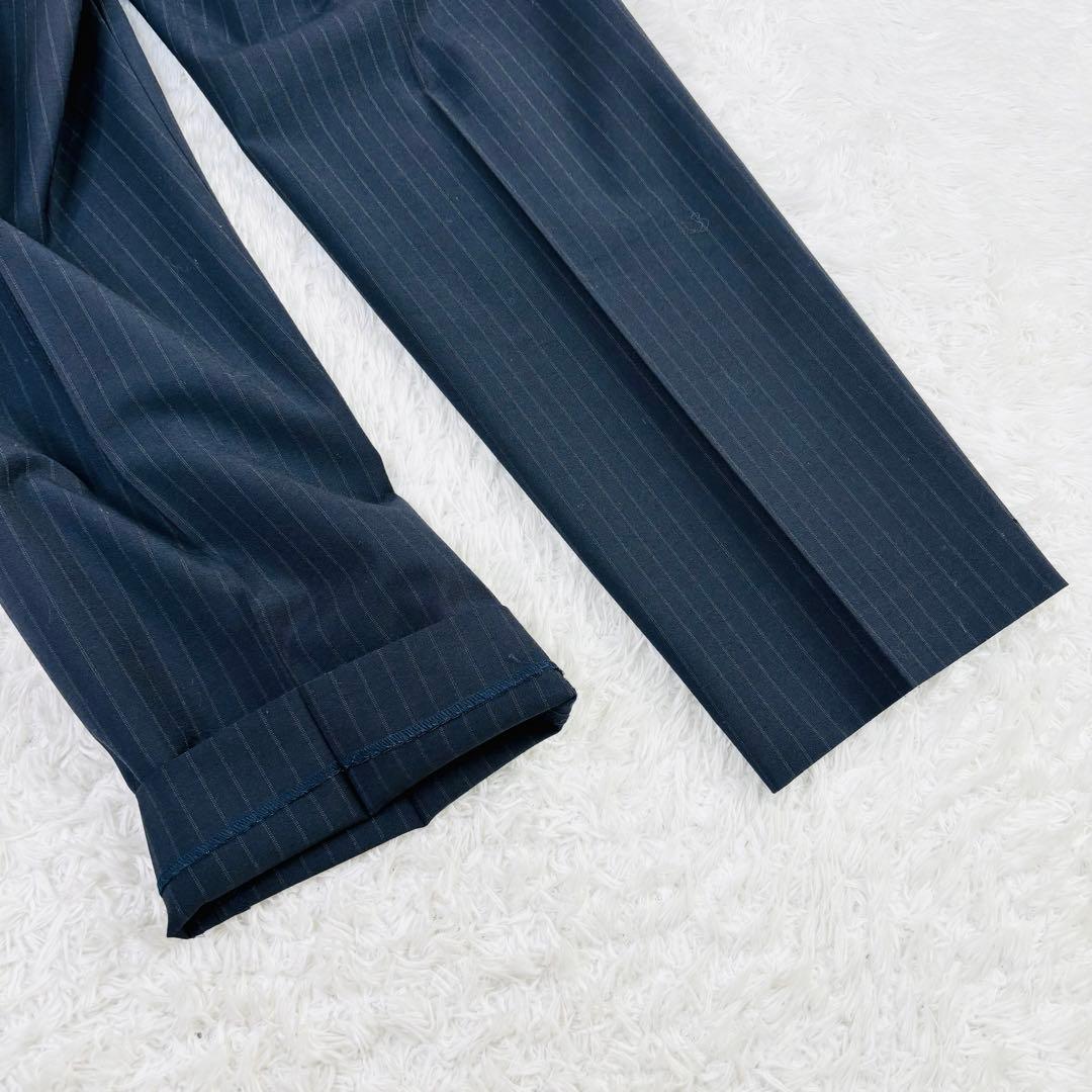 653 23区 スーツ 3点セット 大きいサイズ ストライプ ブラック