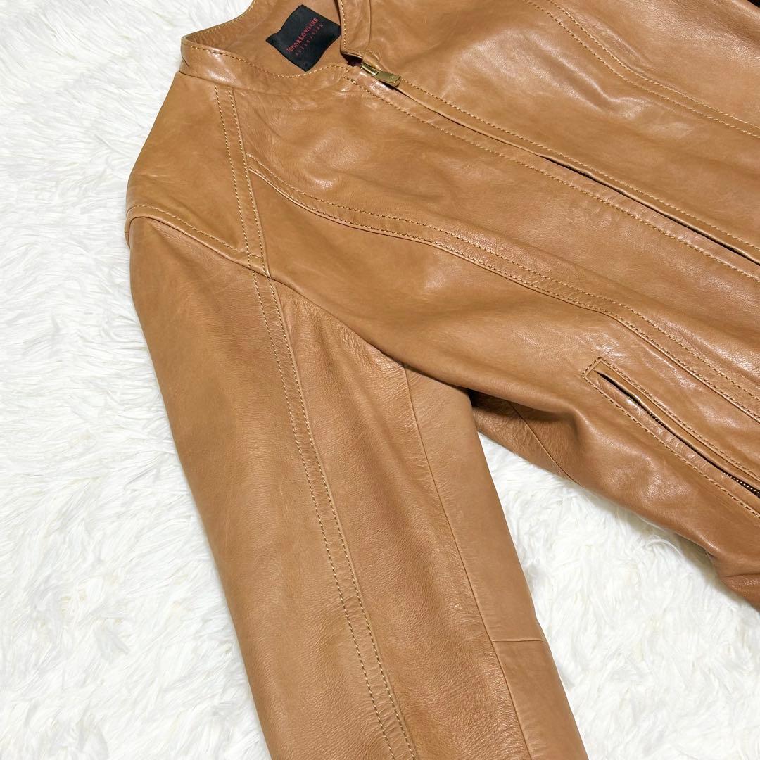 美品✨トゥモローランド ラムレザー ジップアップジャケット ブルゾン ノーカラー