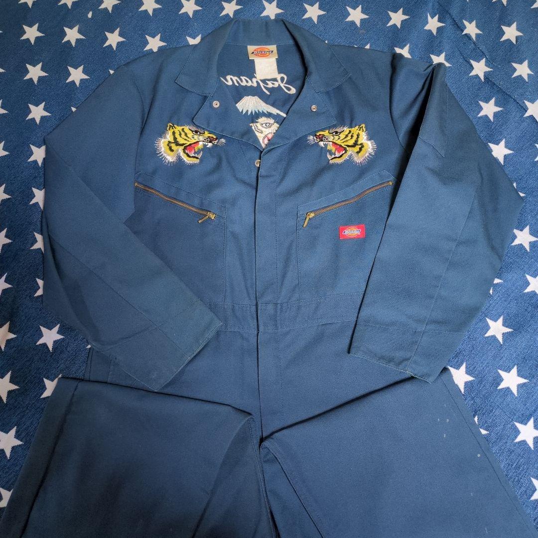 希少、DICKIES 限定トウキョウディッキーズ虎の刺繍ツナギ古着☆