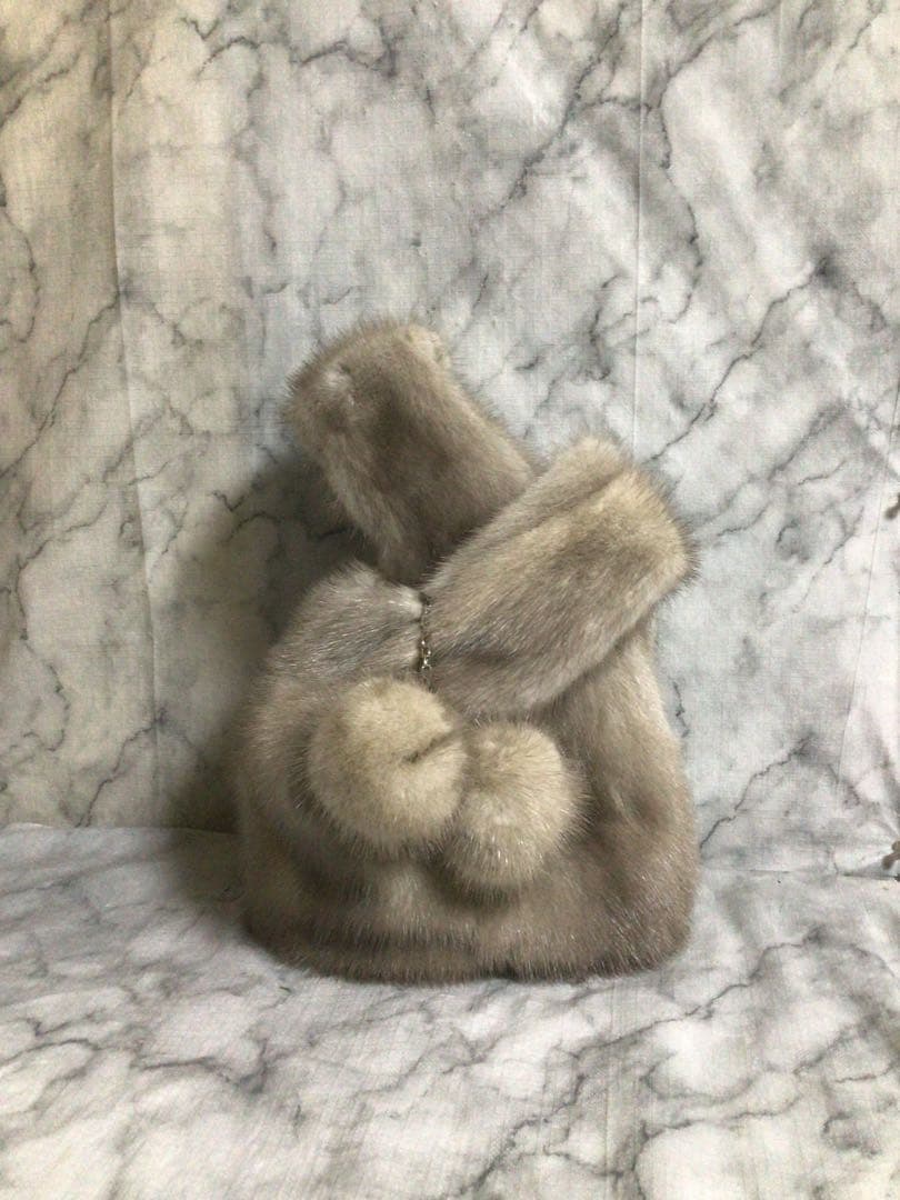 ハンドメイド・リメイクサファイアミンクノットバッグ