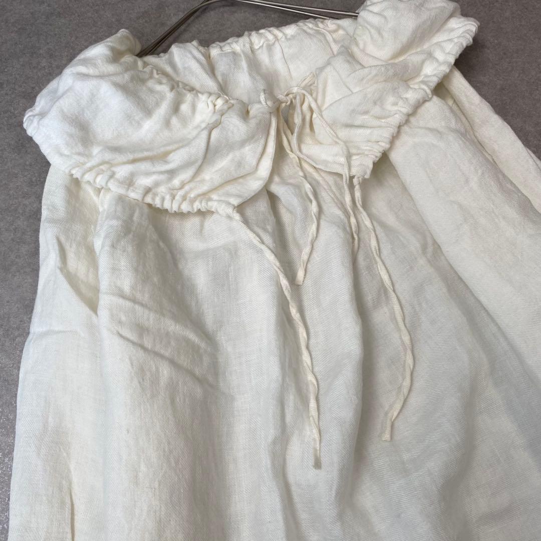 little suzie リトルスージー ギャザー襟ブラウス　白　リネン