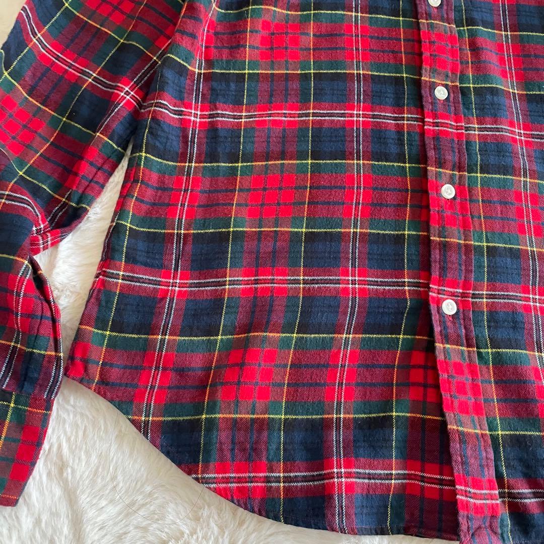 美品　ラルフローレン　S ネルシャツ　タータンチェック　ポニー刺繍　レッド系