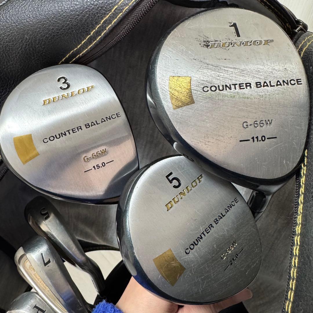 DUNLOP ゴルフバッグ 黒　ゴルフクラブ12本セット付き　ダンロップ　一色