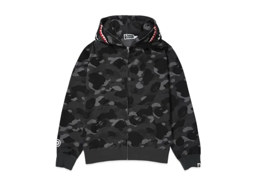 トップス A BATHING APE Color Camo Shark Zip Black