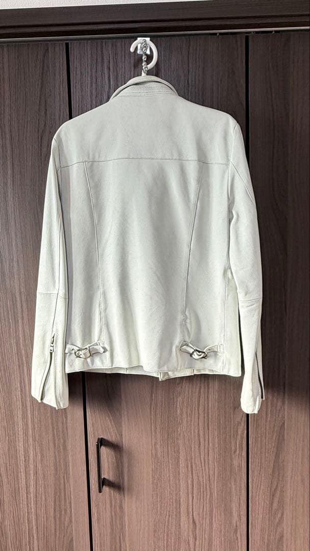 5351 POUR LES HOMMES ラムレザー ジャケット 白 ライダース