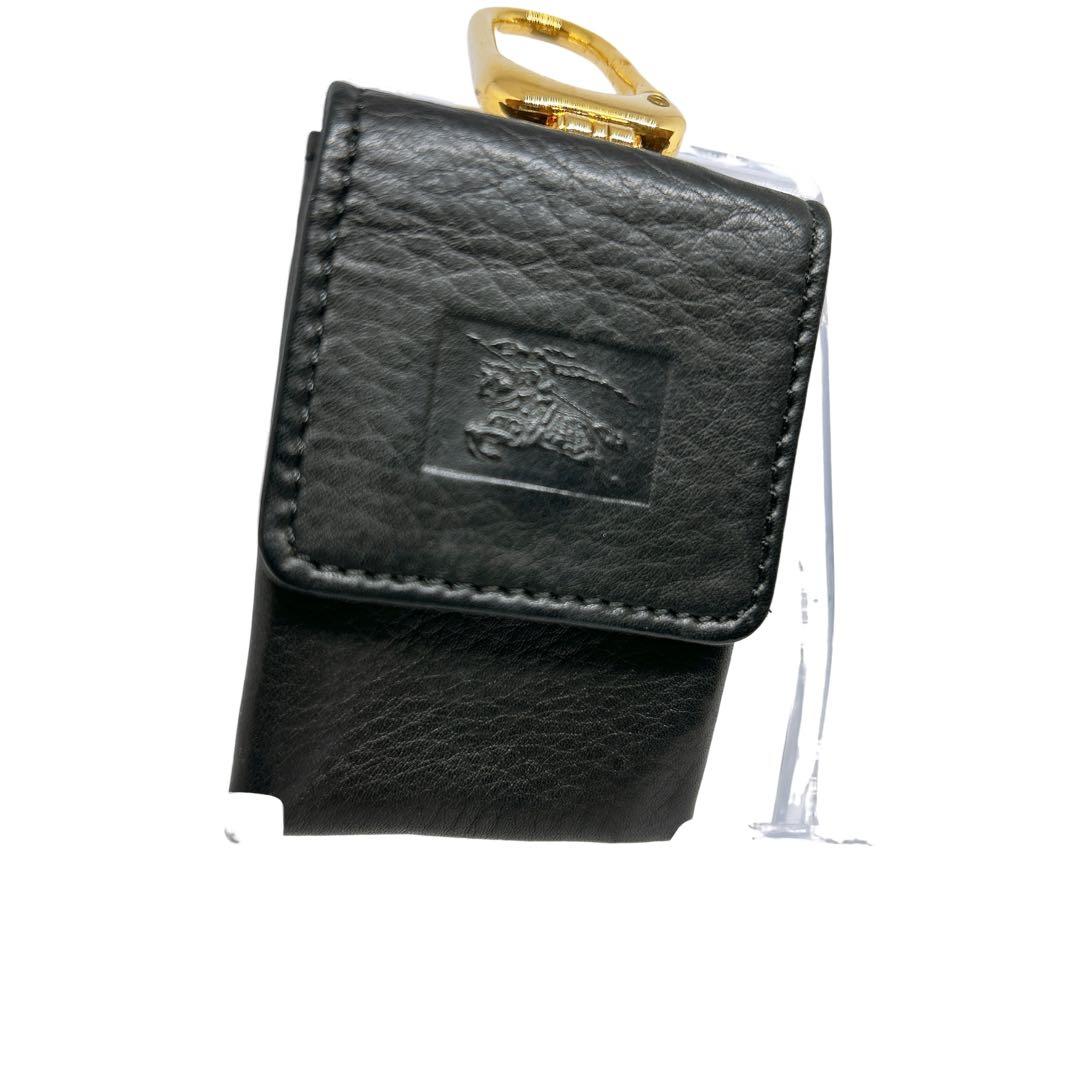 Burberrys ケース 小物入れ キーリング チェック柄 黒 本革