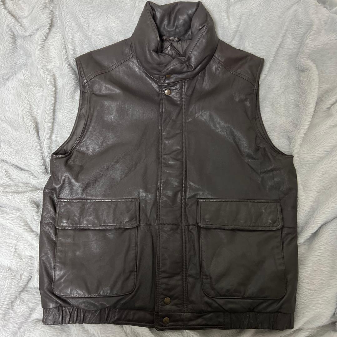 80s Eddie Bauer ダウン入りレザーベスト
