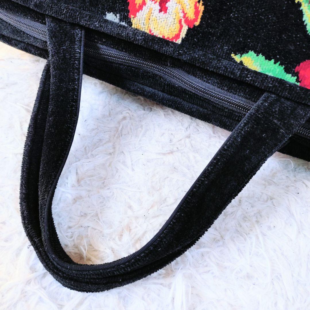 【希少】FEILER　大型　ボストンバッグ　大容量　ブラック　花柄