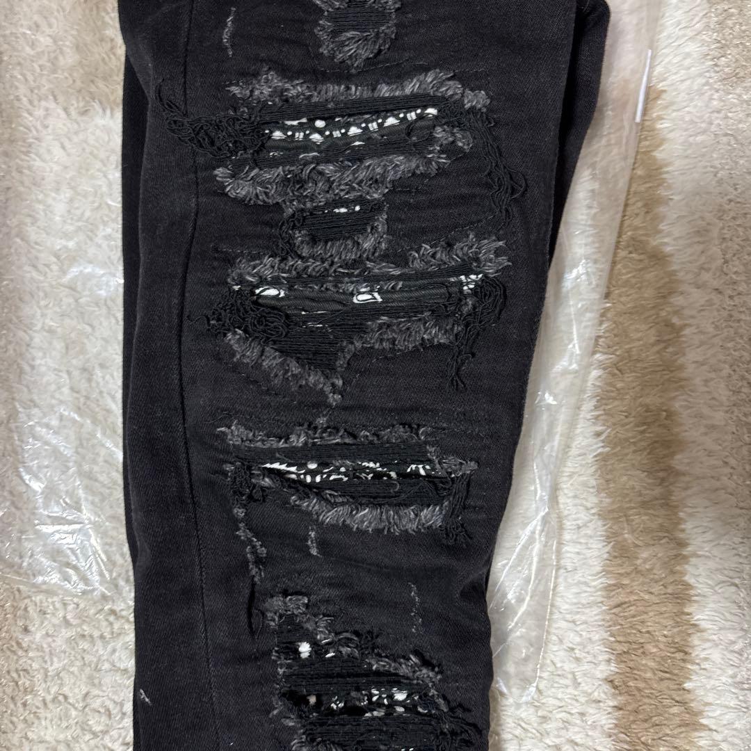 mnml ダメージ加工スキニーデニムパンツ ブラックミニマル