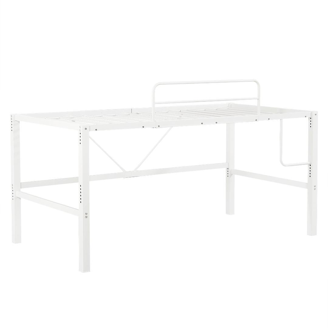 ロフトベッド【セミダブル】　省スペース　高さ調節可能　一人暮らし　WHITE