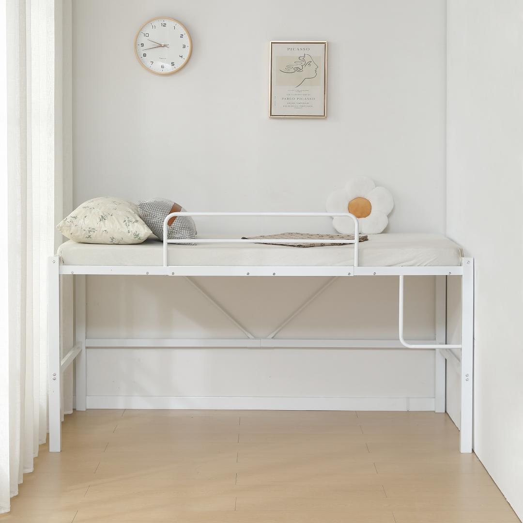 ロフトベッド【セミダブル】　省スペース　高さ調節可能　一人暮らし　WHITE