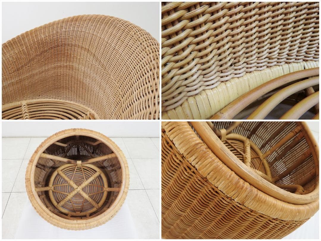 名作 剣持勇 ラタン アームレスチェア 山川ラタン YMK 籐編み椅子 MoMA