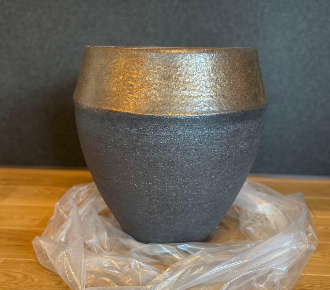 Barrel Long 信楽焼 ブラウンゴールド 鉢カバー 10号用 プランター