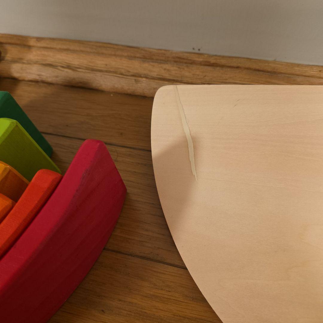 知育玩具　アーチレインボー 原色　虹.半円盤セット　木のおもちゃ