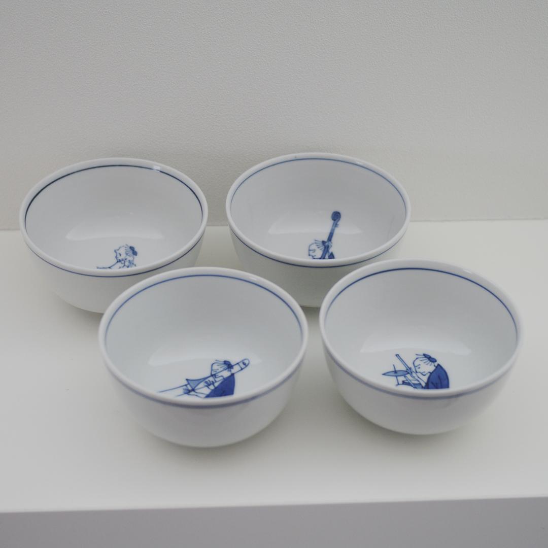 九谷焼 上出長右衛門窯 汲出碗 笛吹 ４個セット