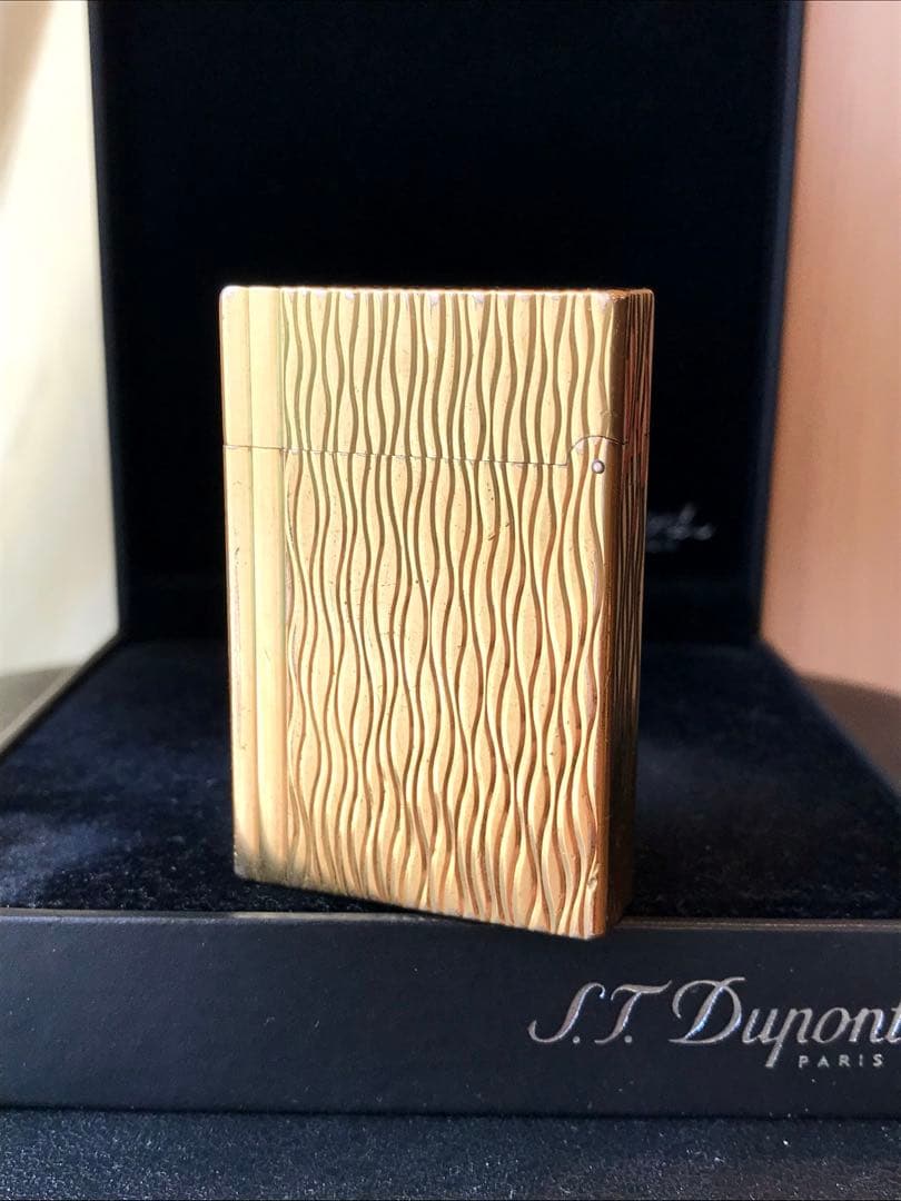 開閉音 快音キィーーン　デュポン　ガスライター　虎の柄　ゴールド　ライン２s