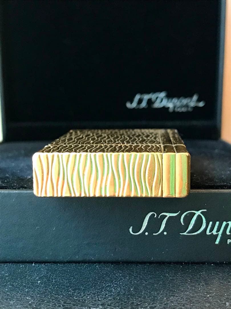 開閉音 快音キィーーン　デュポン　ガスライター　虎の柄　ゴールド　ライン２s