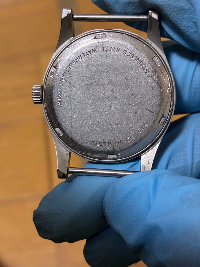 HAMILTON カーキ 9797 クォーツ 黒文字盤 電池交換済み 可動品