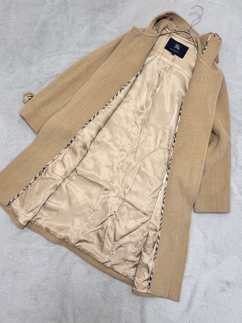 バーバリー　ロンドン ダッフルコート ヘリンボーン ノバチェック 牛革 キャメル