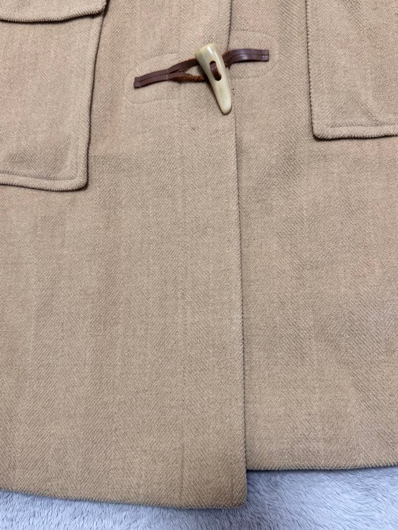 バーバリー　ロンドン ダッフルコート ヘリンボーン ノバチェック 牛革 キャメル