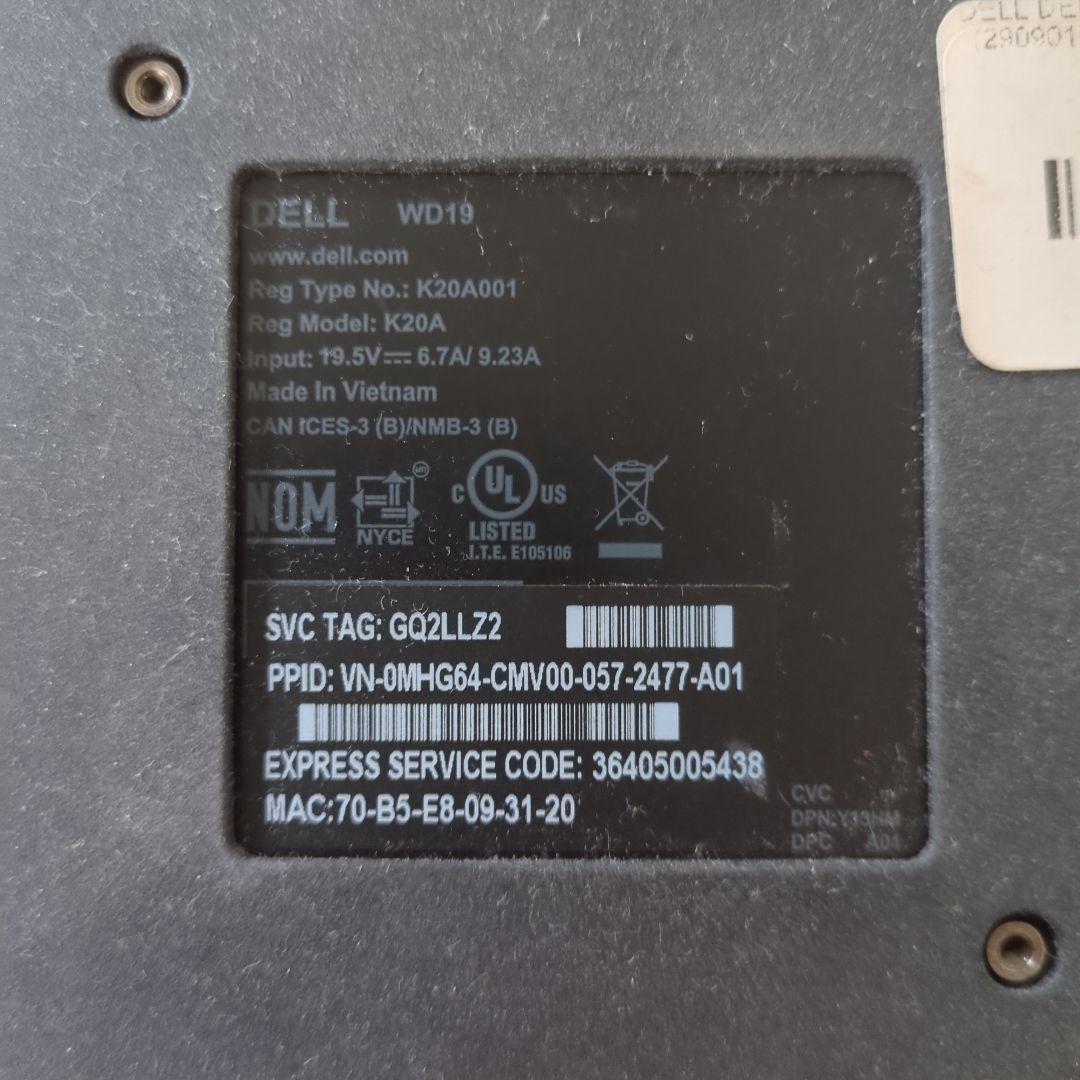 Dell WD19 ドッキングステーション Dell 130wアダプター付き