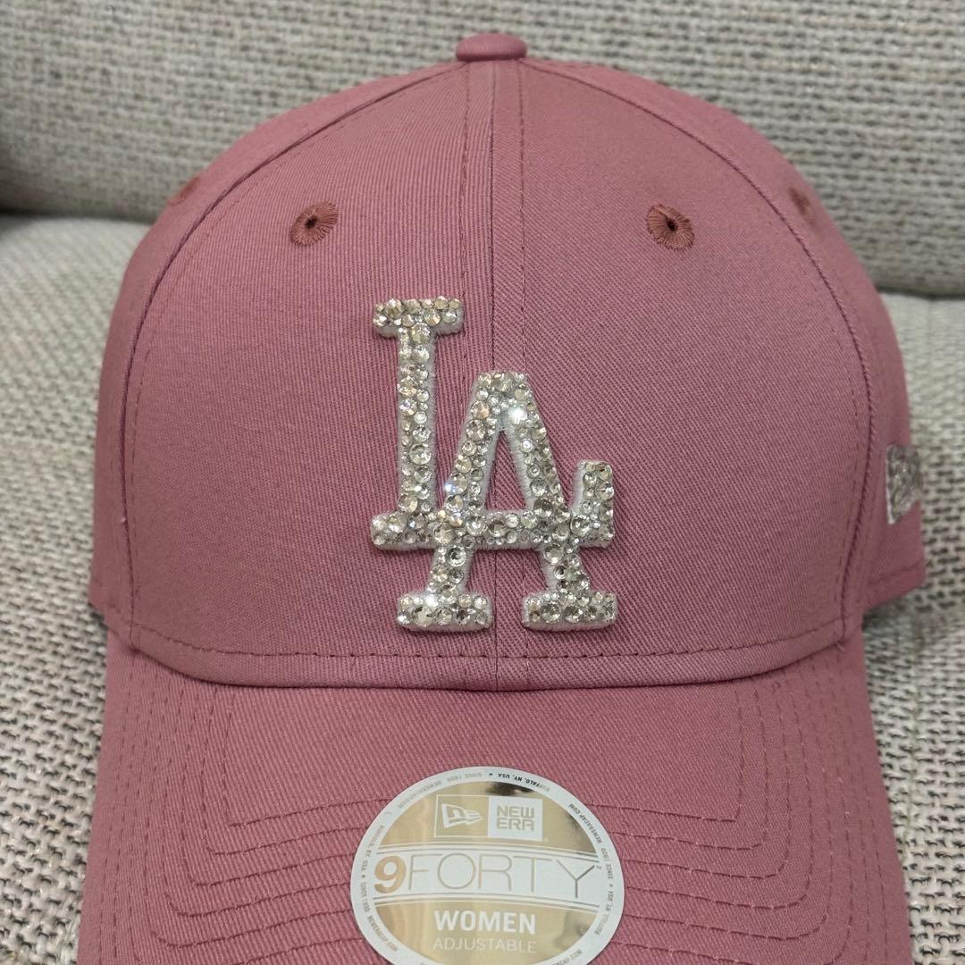 Peach様 ニューエラ キャップ コーラルピンク ストーン デコ