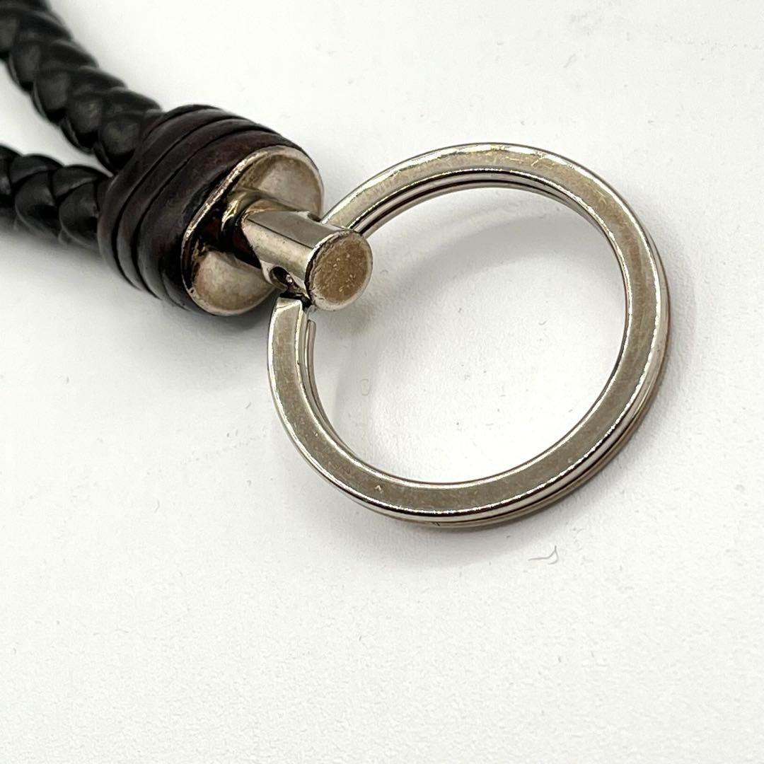 ✨美品✨【ボッテガヴェネタ】キーリング　イントレチャート　ダークブラウン　レザー