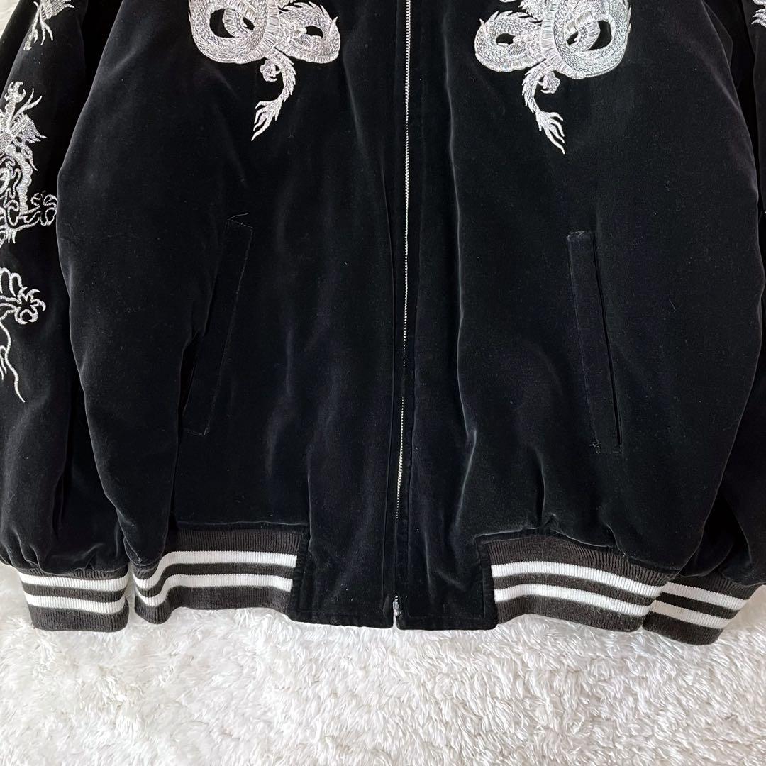 大きいサイズレアHoshihime星姫別珍スカジャン龍刺繍黒 5Lビンテージ