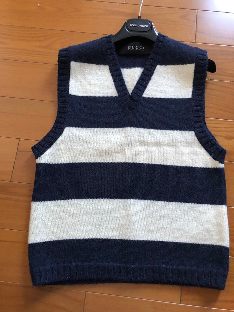 GUCCI ネイビー ホワイト ストライプ ベスト