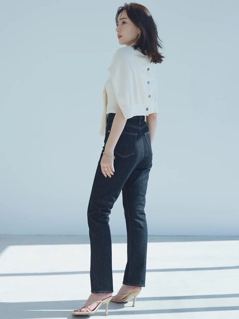 パンツ anuans Slim straight denim BLACK 2