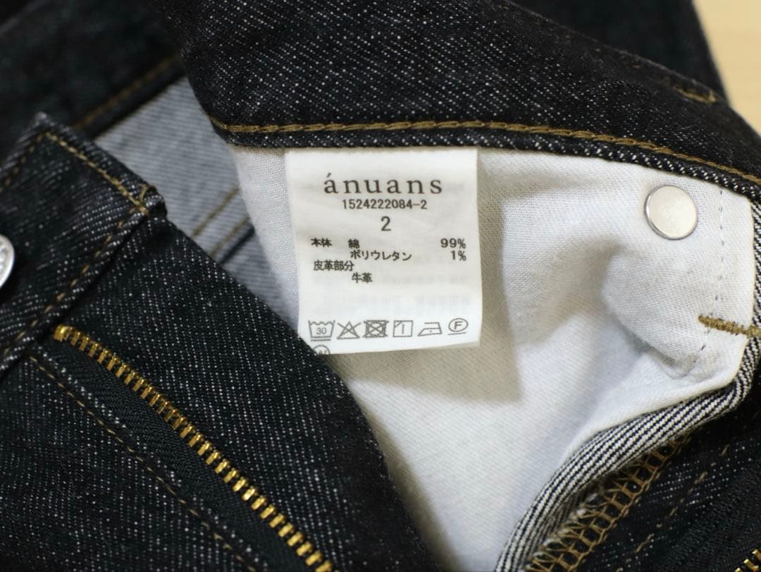 パンツ anuans Slim straight denim BLACK 2