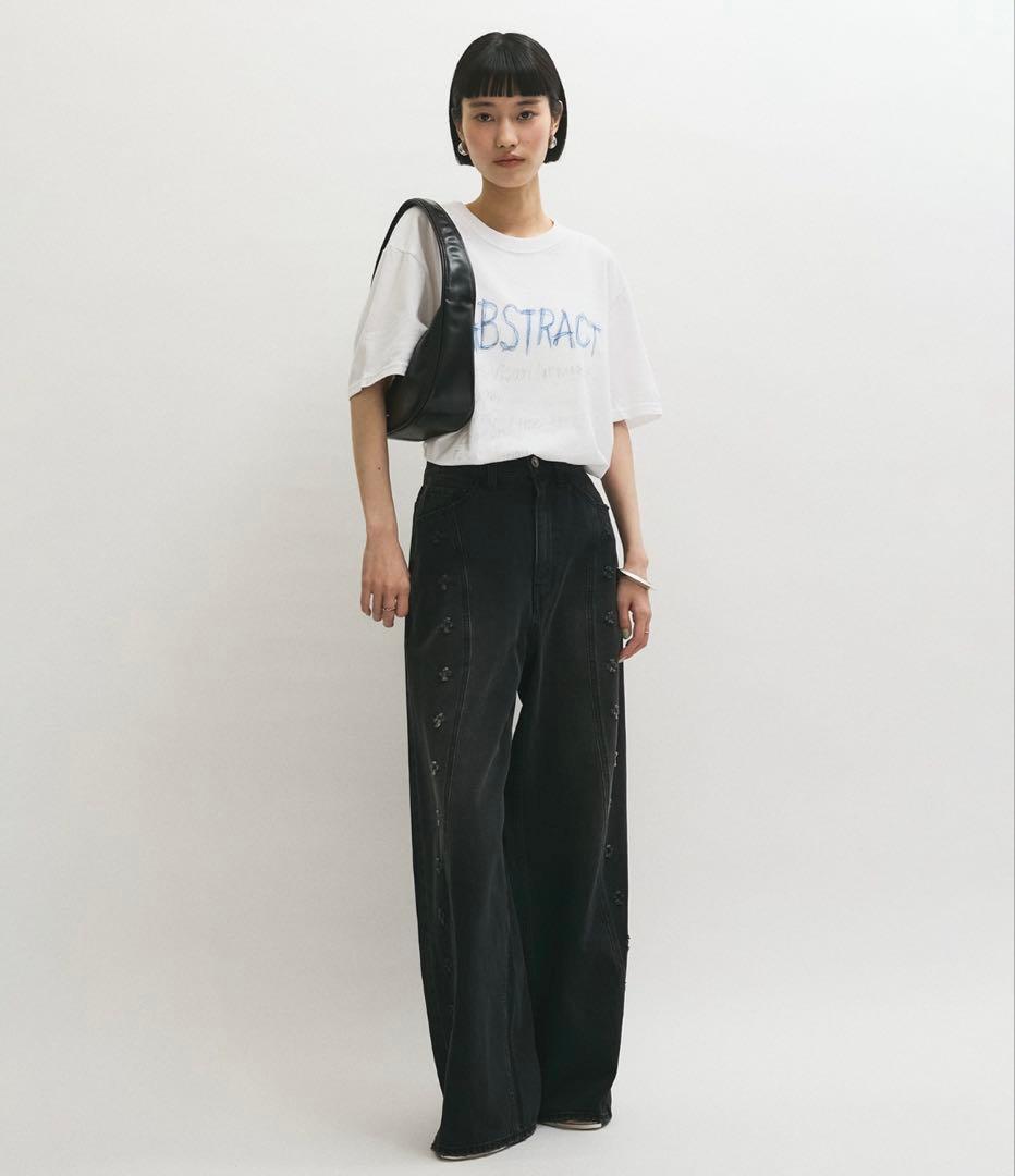 アダムエロペ　イノセンスフラワーデニムパンツ　36