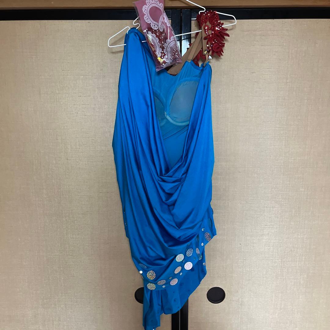 ラテンドレス　青　美品　社交ダンスドレス