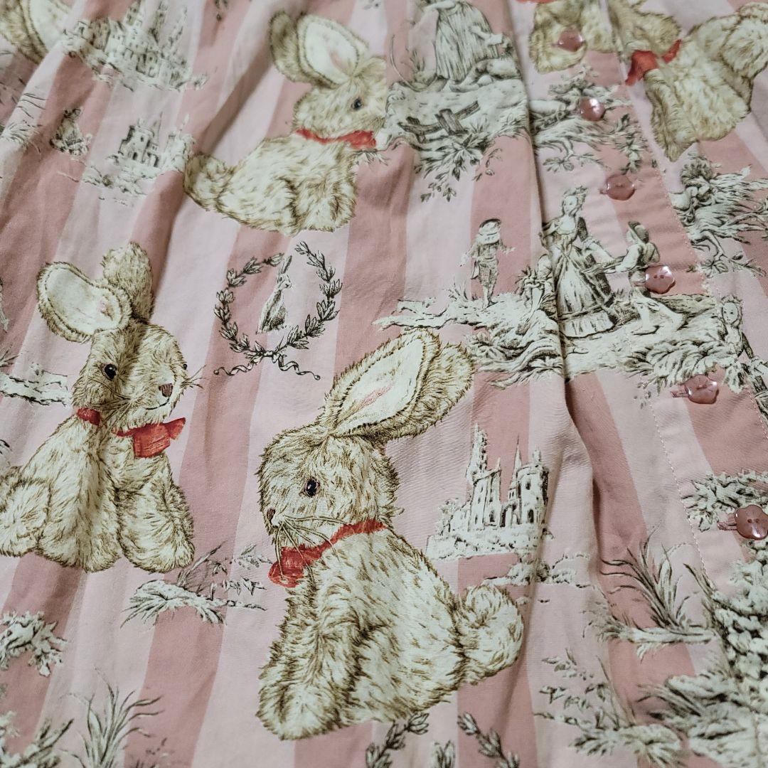 ピンクハウス　庭園うさぎロングスカートピンク